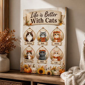 Life Is Better With Cats — Personalized Cat Portrait Canvas (Upload Photos) - Personalized Canvas 4abf0a11-b8b3-48c7-a807-e4c27489547a.jpg