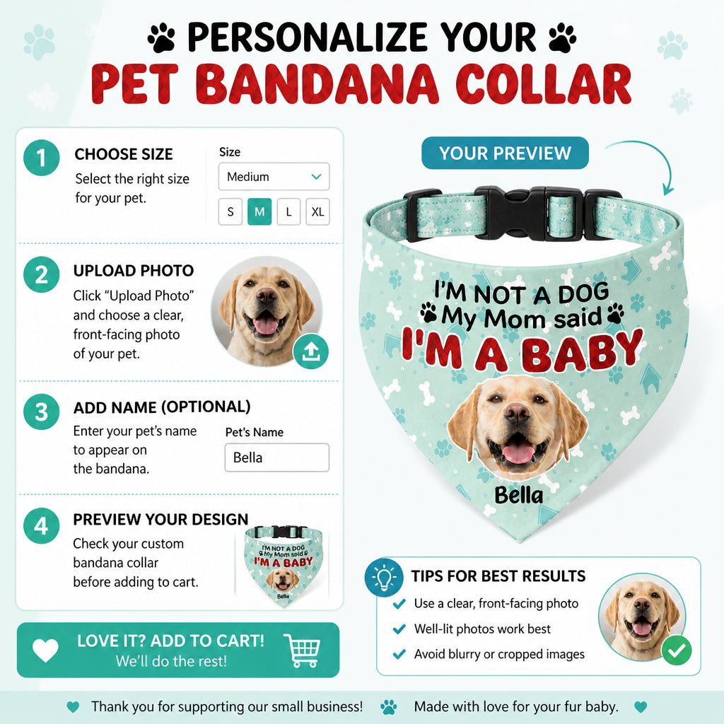 Dog Mom Baby Bandana – Photo + Name - Personalized Pet Bandana Collar With Adjustable Buckle 4af59c84-23c7-450b-9033-463b88ed6b3a.jpg