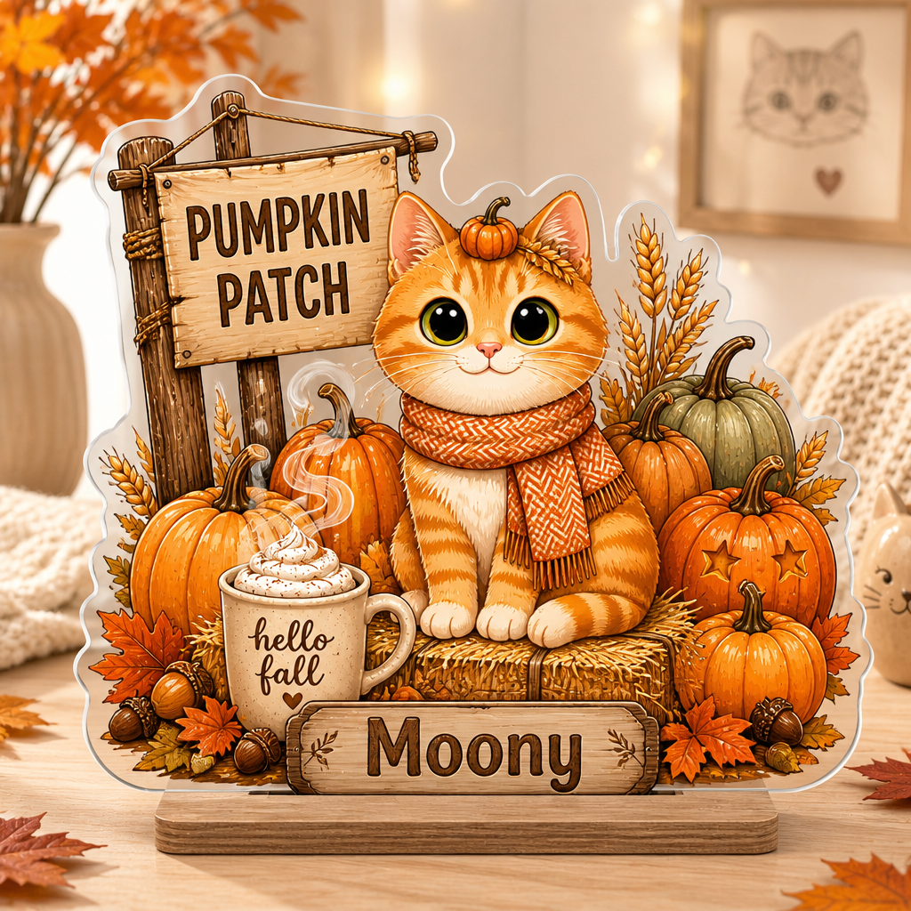 Autumn Pumpkin Patch Cat - Custom Name Table Sign - Personalized Custom Shape Acrylic Table Sign 4b04e7e2-e9fc-434d-94f4-34010ca4fdd8.png