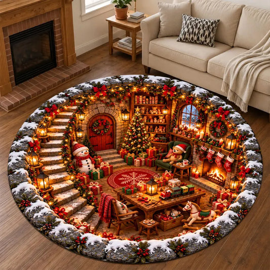 3D Illusion Christmas Rug, Santa Village North Pole Round Rug, Snowman Christmas Floor Decor, Winter Holiday Area Rug, Xmas Home Decor 4b0dc87f-1f41-4c23-bab9-ac47ce5cd7ce-dfgdfggf-2-.webp