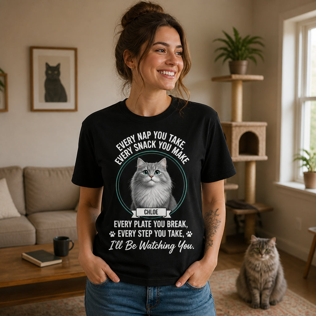 Cat Watching You Parody – Personalized Pet Portrait & Name T‑Shirt - Personalized T-shirt 4b1e8f6e-064d-4fe6-ba3a-105bc3398315.jpg