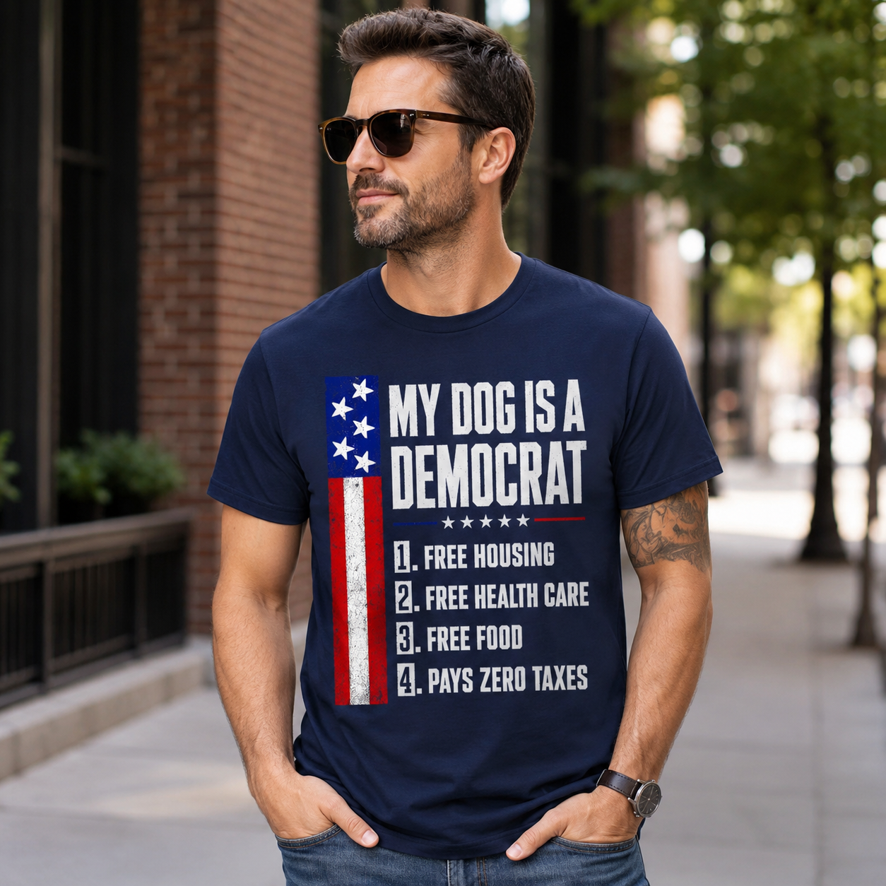 My Dog Is A Democrat Shirt, Funny Political Tee, Sarcastic Pet Gear, Conservative Humor Top, Fathers Day Gift For Dad, Men Gag Present 4b3126ba-df6f-4250-9722-d266fb9952d9-banner-1.png