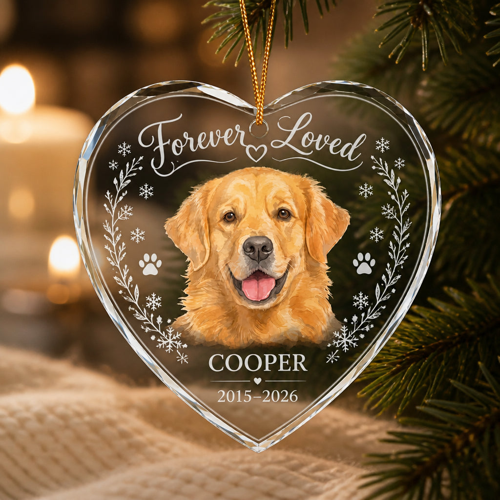 Forever Loved Pet Memorial Crystal Ornament (Photo-to-Portrait) - Personalized Crystal Ornament 4b54524b-6498-40ce-a3df-ad8de7e3216a.jpg