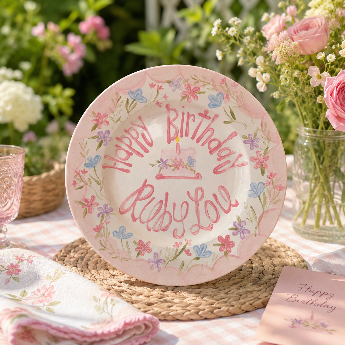 Personalized Baby’s First Birthday Ceramic Plate, Floral Keepsake Gift 4b7270a7-c9b0-4847-9b15-002f2740647e-3.png