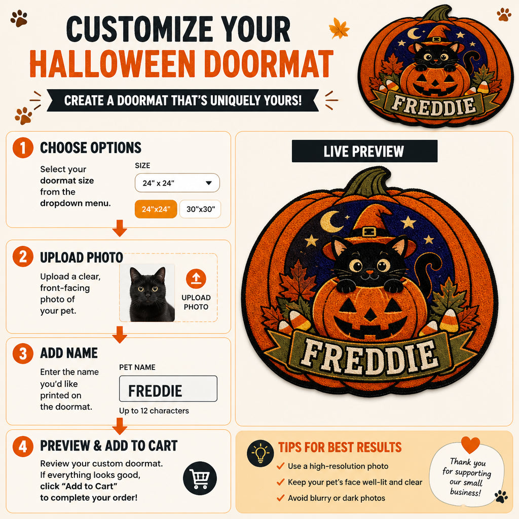 Personalized Halloween Pumpkin Cat Doormat - Personalized Custom Shape Doormat (ZB) 4b84a2f8-d487-4c1a-8a8a-befdc426c452.jpg