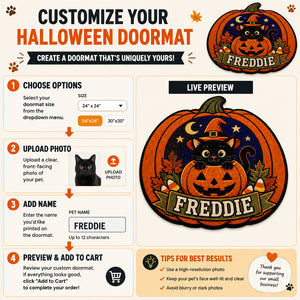 Personalized Halloween Pumpkin Cat Doormat - Personalized Custom Shape Doormat (ZB) 4b84a2f8-d487-4c1a-8a8a-befdc426c452.jpg