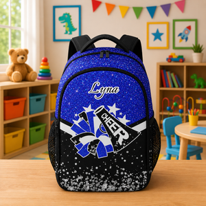 Personalized Cheer Backpack for Cheerleader Customized with Name Shoulder Bag Laptop Backpack for Boys Girls Men Women Casual Daypack Camping Bookbag for Cheer Team trainer Gift