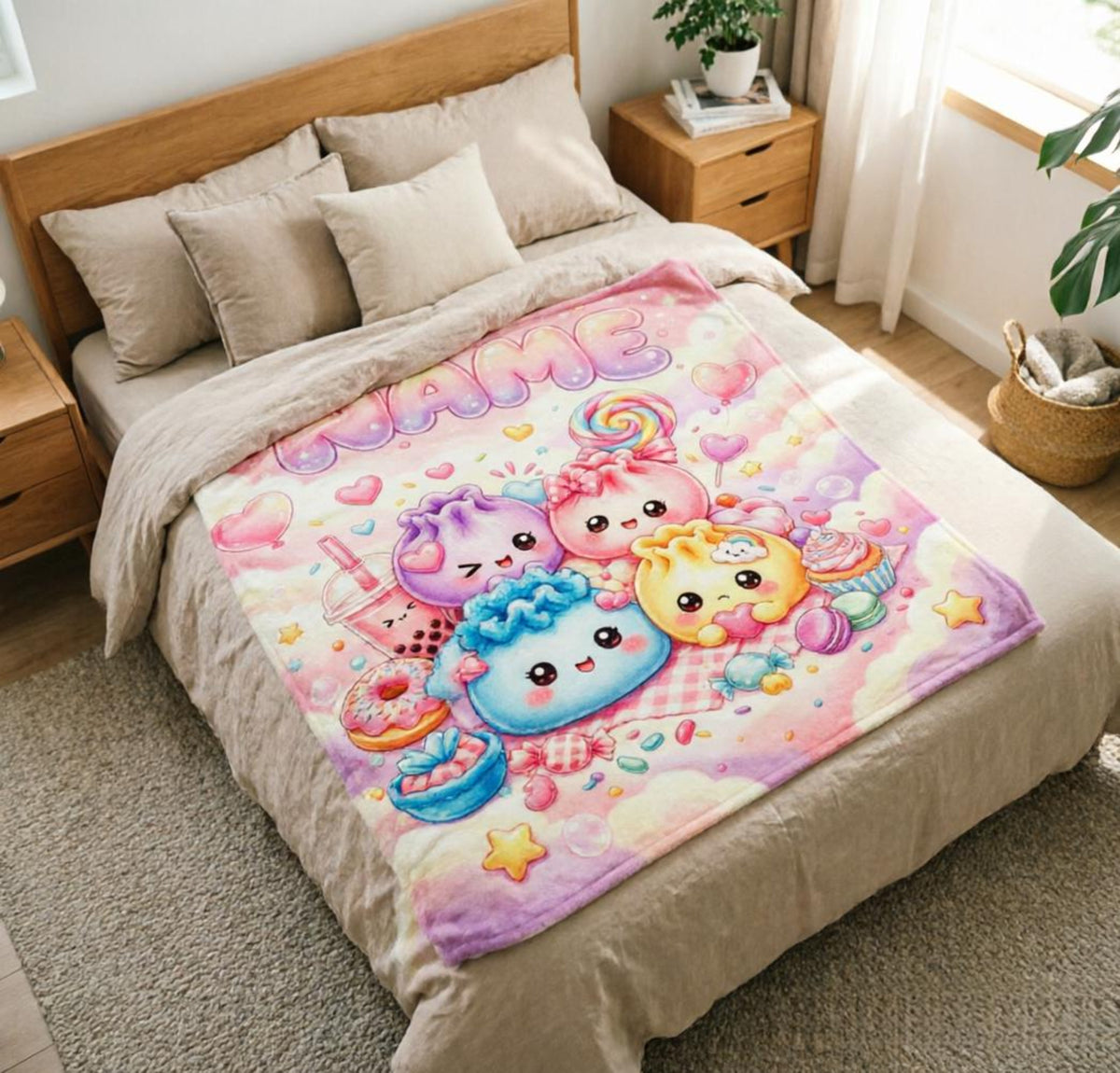 Custom Name Squishy Bao Blanket, Pastel Kawaii Dumpling Fleece Throw, Baby Shower Gift 4b8c1059-d0d9-410c-b71f-8c4a5c204198-7.jpg