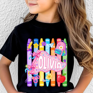 Custom Girls Back to School Shirt, Coquette School Top, Cute Pre K Kindergarten Shirt, First Day Of School Pennant, Kids Name Toddler Tee 4ba977bc-9def-4411-b60a-64c802784f2e-5.png
