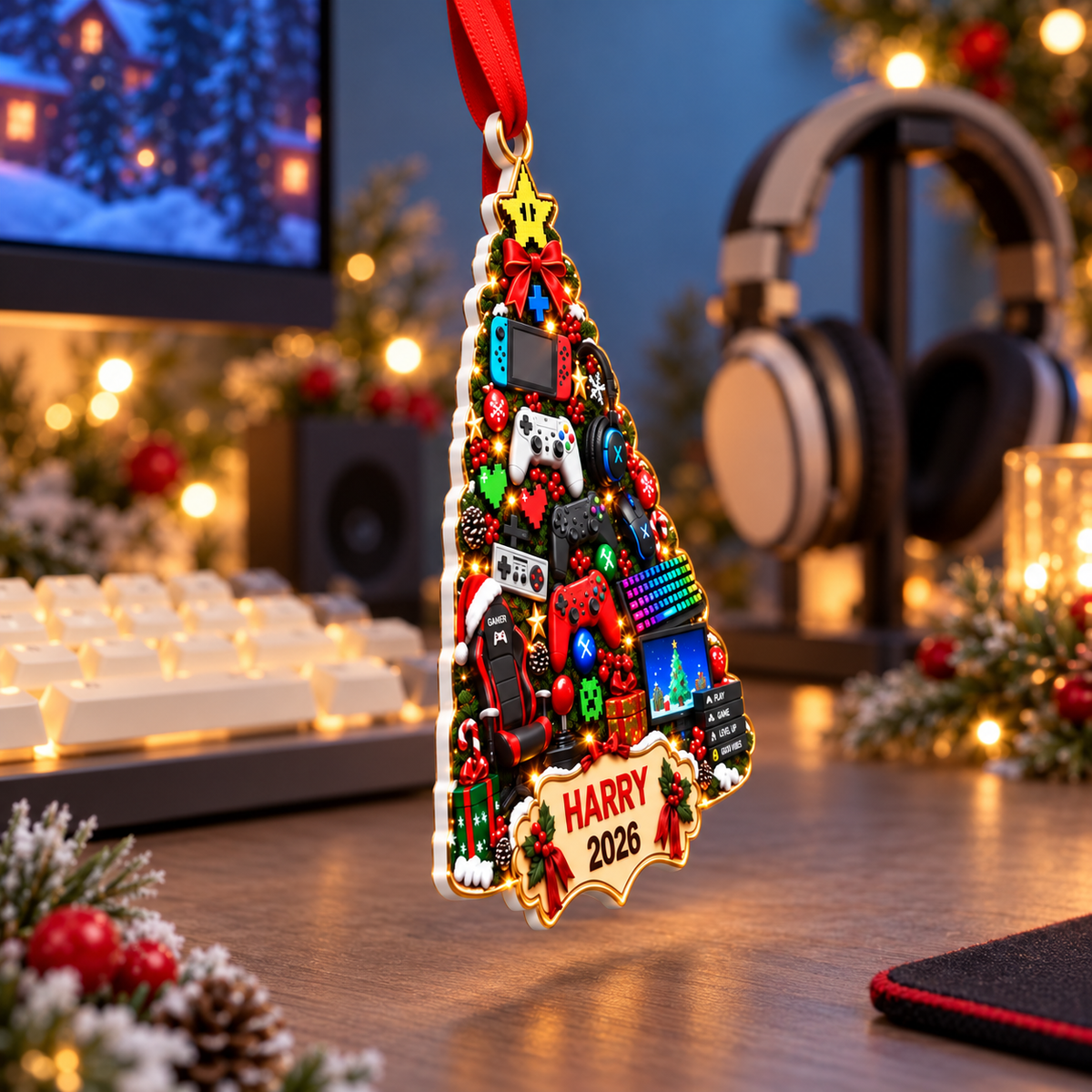 Custom Name Gamer 3D Relief Ornament, Gaming Christmas Tree Shape, Gift for Him, Stocking Stuffer, Gaming Ornament, Player Christmas Gift 4bae4d13-f346-4847-92b3-8ff8a815dcd2-202f5eae-448f-4d7a-bdad-c787d2494e2b.png