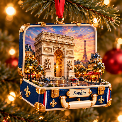Personalized Paris Arc de Triomphe 3D Suitcase Christmas Ornament, Custom Name France Travel Keepsake, Paris Vacation Souvenir Gift 4bb38f4f-b4b6-4a19-81ec-8b1168099595-paris_arc_01_christmas_tree_1200.png