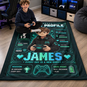 Gaming Player Profile Everyday Is A New Quest - Personalized Blanket 4bc32dd2-94f8-4565-9df7-0427615d09be-ea9391975d174ae44bfe03540d53fbbe.jpg