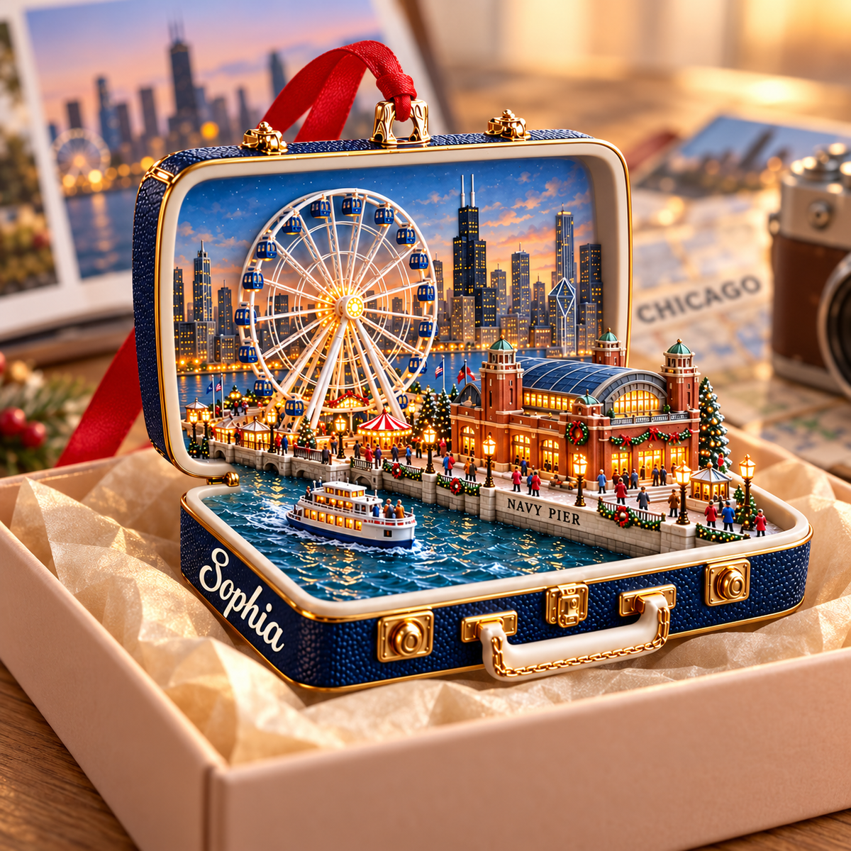 Personalized Navy Pier Suitcase Christmas Ornament – Chicago USA Travel Souvenir & Gift for Chicago Lovers 4bc77677-947e-4821-8b8b-fe1847997c3b-Sophia-s-Navy-Pier-Holiday-Keepsake-3.png