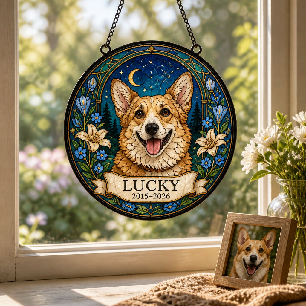 Custom Pet Memorial Stained-Glass Suncatcher – Photo, Name & Years - Personalized Suncatcher Ornament 4bcc50d2-0490-44cc-a5cd-2c8228469c47.jpg