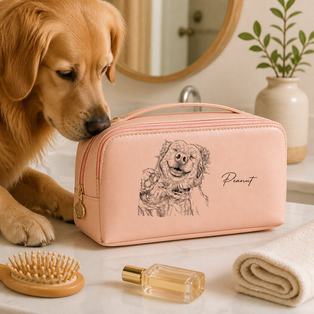 Custom Pet Portrait Toiletry Bag – Photo-to-Line Art with Name - Personalized Toiletry Bag 4bd31298-b9f2-411f-b35b-5eb0a174d5d3.jpg