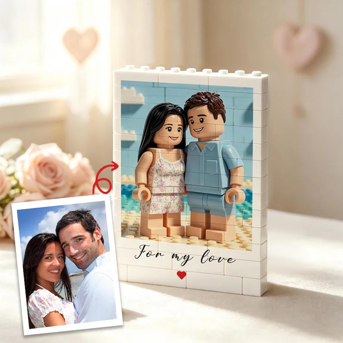 Personalized Couples Photo Gift, Custom Building Block Photo Frame, Engagement Gift for Couples, Wedding Anniversary, Birthday Gift 4bd68ce7-d9cf-4307-993a-a2d01832fcb3-1.jpg