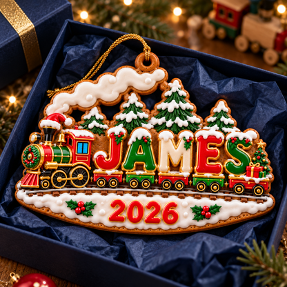 Personalized Christmas Train Ornament 2026 – Custom Name Christmas Express, Holiday Keepsake Gift for Kids and Train Lovers 4bdcf8d3-9029-4eb4-a6da-fe493ae6f88d-James-gingerbread-train-ornament-in-gift-box-2.png