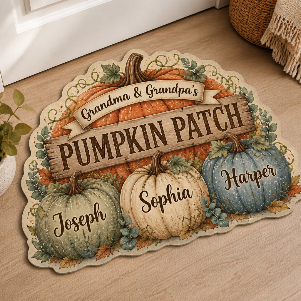 Grandparents' Pumpkin Patch – Custom Shape Doormat (3 Names) - Personalized Custom Shape Doormat (ZB) 4bdde6ca-de6c-4515-98ca-becf50dd3229.jpg