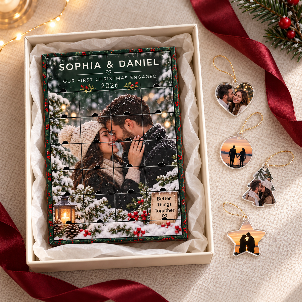 Personalized Engagement Advent Calendar, 24 Custom Photo Acrylic Ornaments, First Christmas Engaged Keepsake, Gift for Couples & Fiancée 4bed140f-3896-4996-9fb1-1b2bf01f5bc3-L-ch-Noel-nh-h-n-trong-h-p-qu-.png