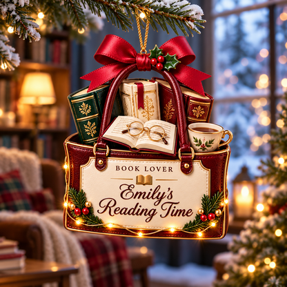 Personalized Book Lover Christmas Ornament – Custom Name Reading Bag with Books and Teacup, Bookish Keepsake Gift for Readers and Bookworms 4bf47c73-c5aa-4829-90dc-efb3c7373abd-Burgundy-Book-Lover-Christmas-Ornament-4.png