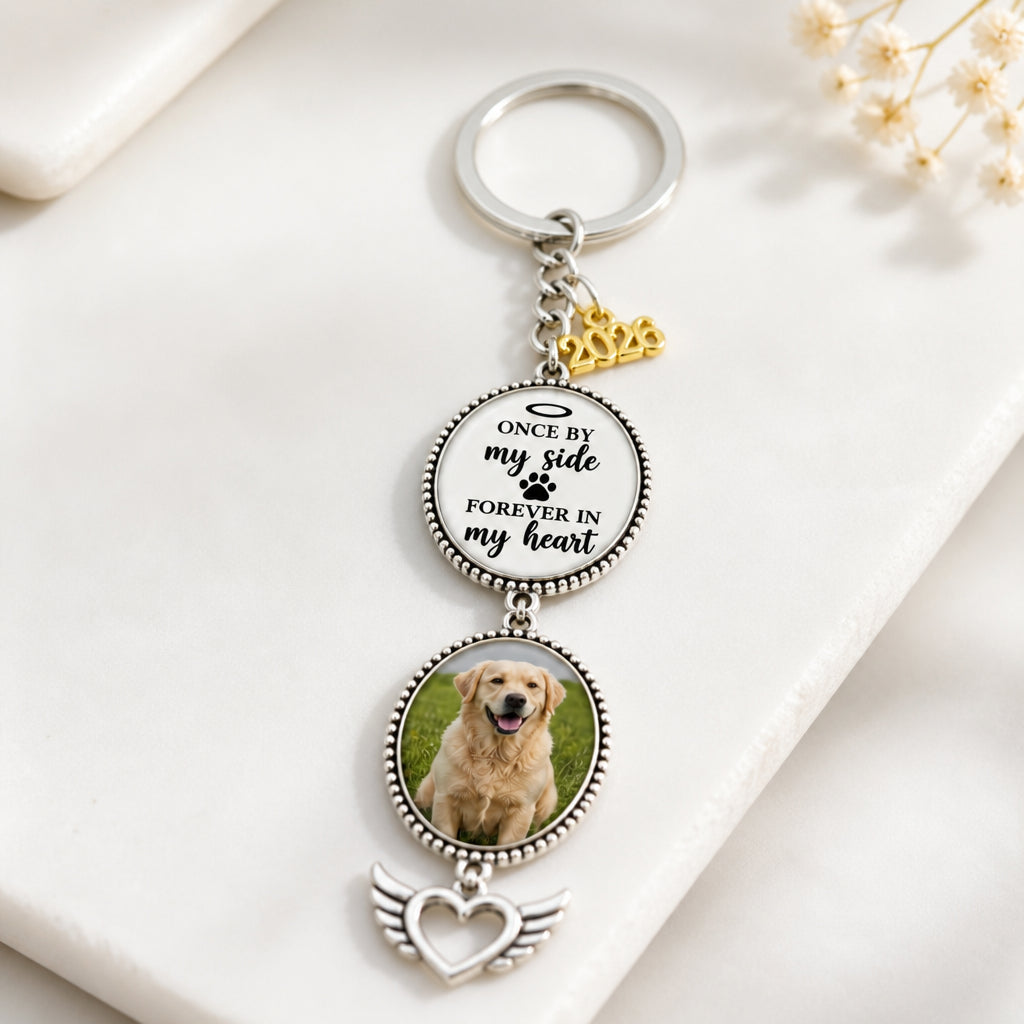 Pet Memorial Graduation Photo Charm Keychain — Once By My Side - Personalized Photo Charm Keychain 4c0005f4-41a8-4748-8266-f80d30adbf62.jpg
