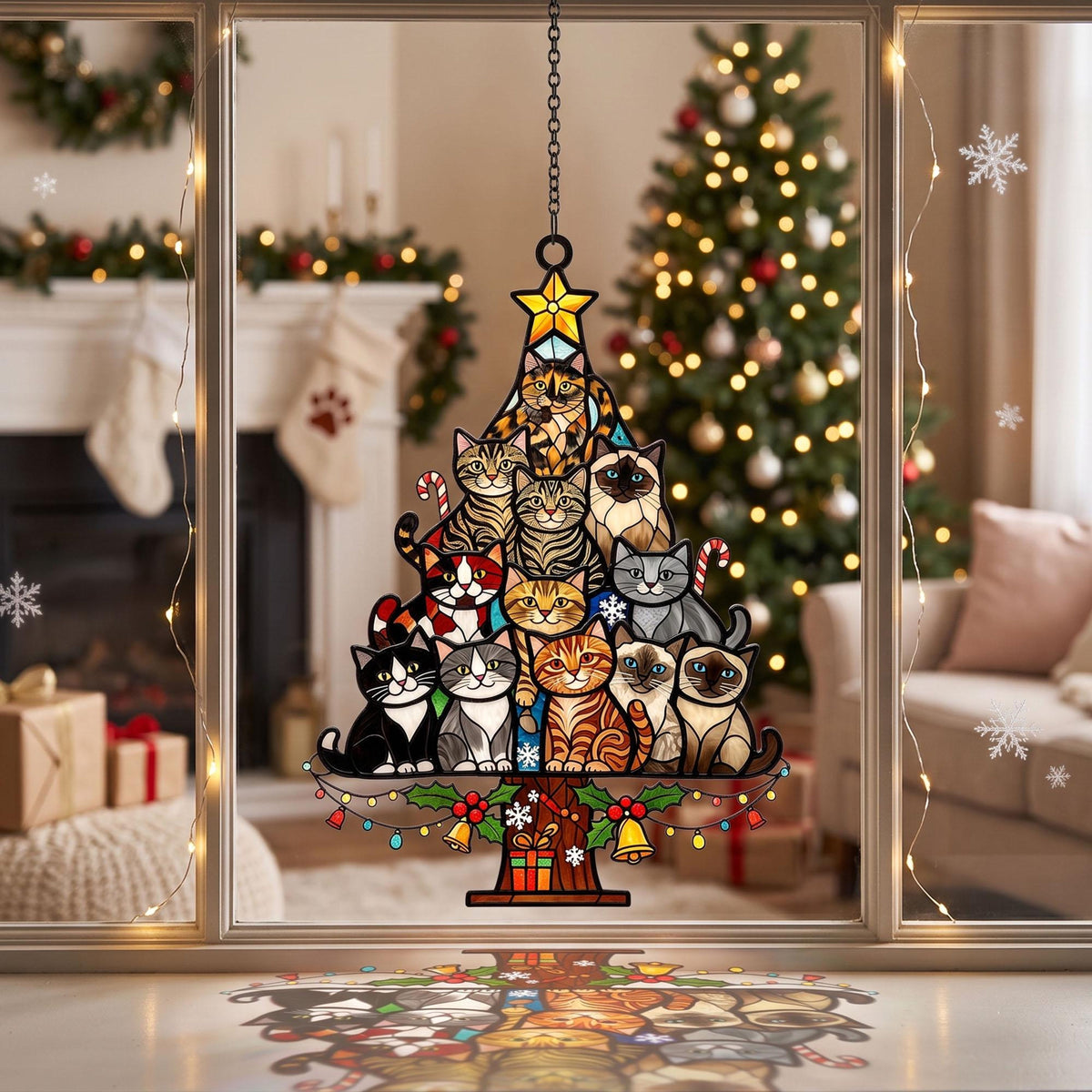 Cat Christmas Tree Acrylic Suncatcher, Christmas Tree Made of Cats Acrylic Suncatcher, Christmas Home Decor Cat Art, Gift for Cat Lovers 4c436872-3546-45fa-a57f-6ee93e0060a7-7.jpg