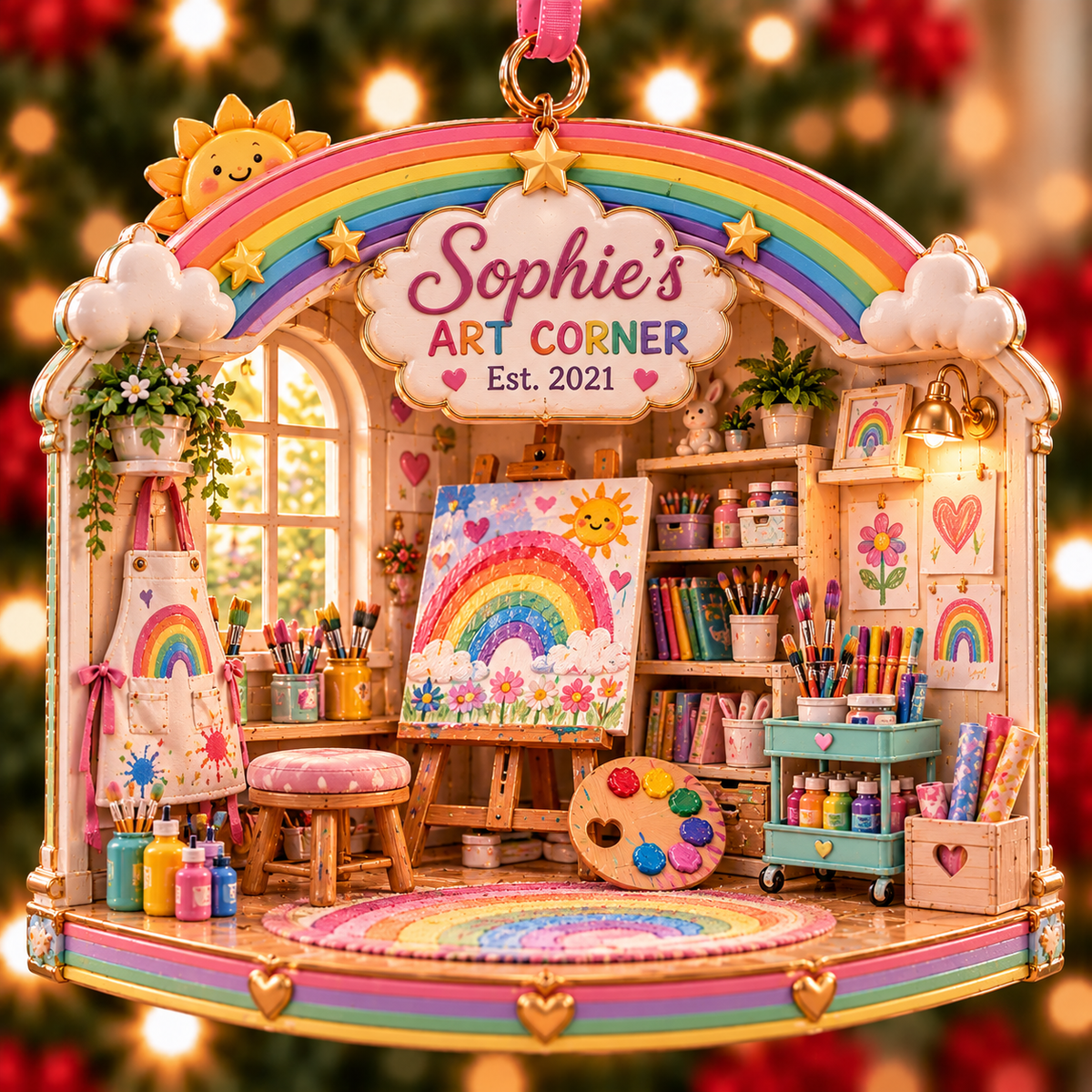 Personalized Rainbow Art Corner Christmas Ornament – Custom Name & Year, Art Lover Gift for Girls, Little Artist Christmas Gift 4c4efa09-6578-4986-bca0-bf4529ddc634-Sophie-s-Rainbow-Art-Corner-Ornament.png