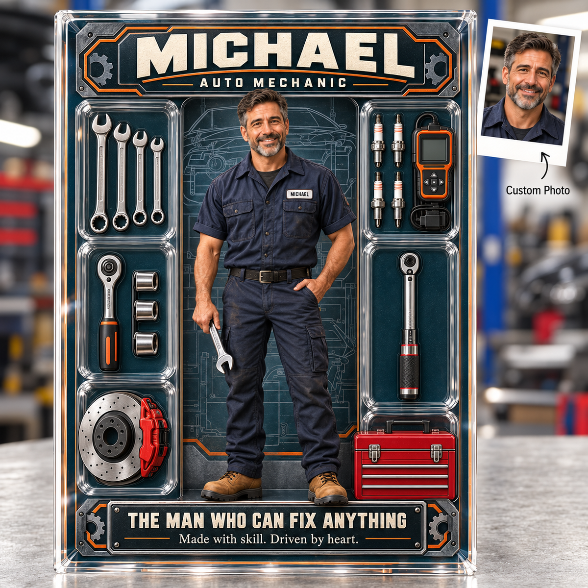 Title: Personalized Auto Mechanic Acrylic Block – Custom Photo & Name Mechanic Figure, Garage Decor & Mechanic Appreciation Gift 4c6cf72a-bda9-470b-825d-cdd2f990872a-Michael-s-Auto-Mechanic-Tribute-Display.png