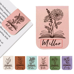 Personalized Leather Magnetic Bookmark, Engraved Birth Flower Book Mark Gifts 4c7546c3-176c-4373-84f6-1e50a5d15221-9.jpg