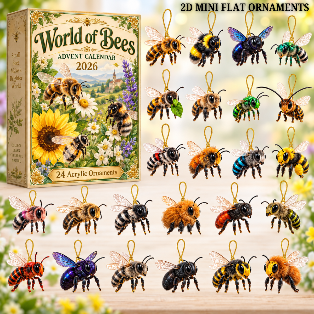 World Of Bees Advent Calendar 2026 - 24-Day Festive Countdown, Acrylic Charms Blind Box - Gift For Bee Lovers 4c7add96-08eb-4a49-8726-2c4cef3c4317-bee-text.png