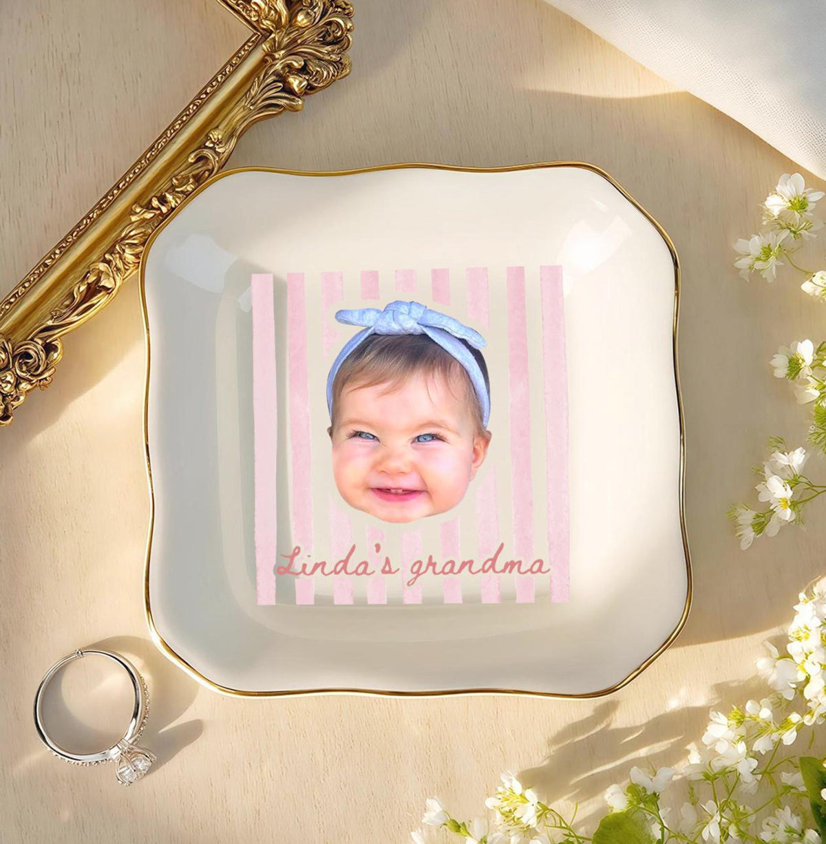 Personalized Baby Face Trinket Tray, Mothers Day Gift For Grandma, Grandma Gift from Grandkids, Nana Ring Dish, Birthday Gift For Grandma 4c8896c1-047f-4197-9e6e-c2e42b82f9e7-8.jpg