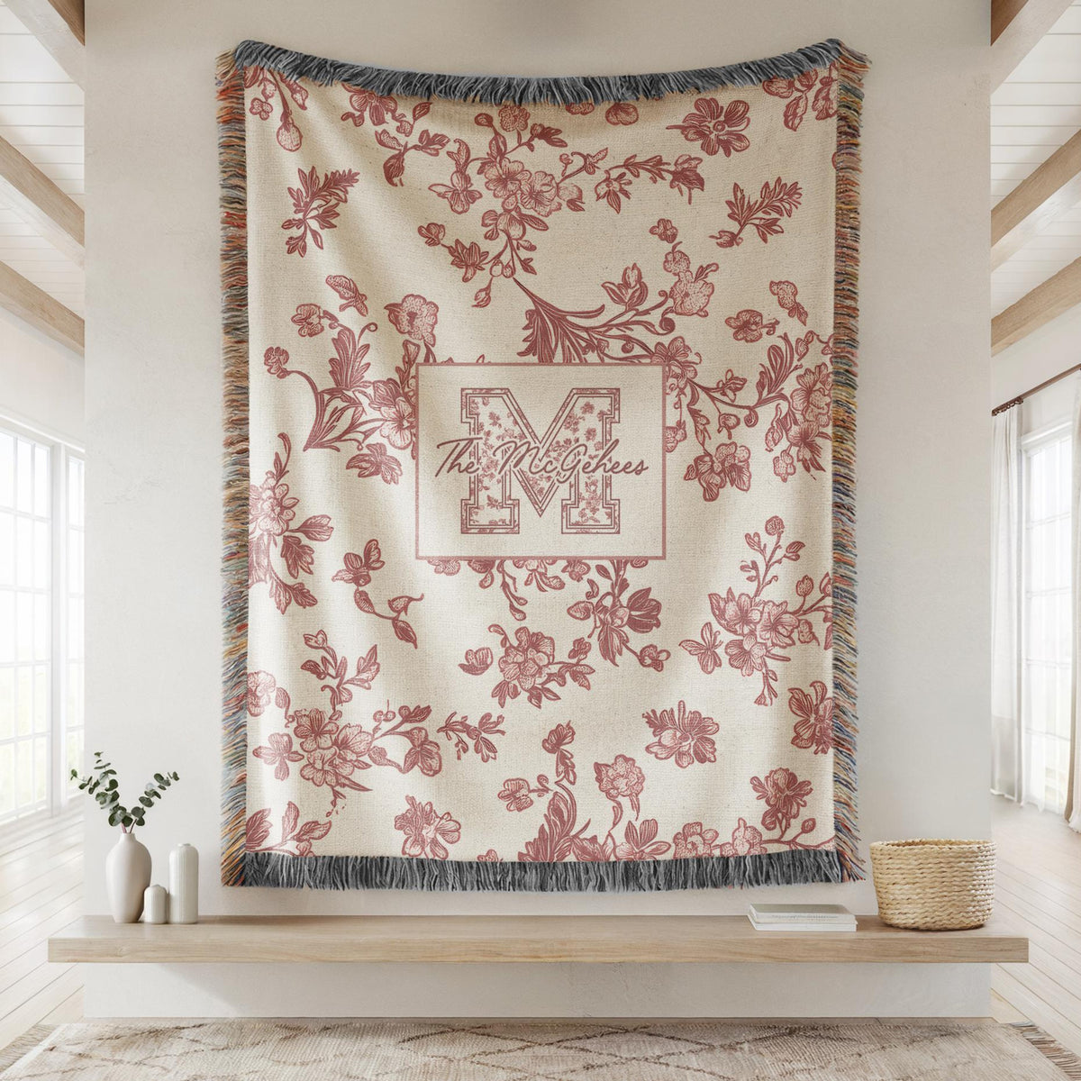 Toile monogram blanket personalized woven throw, last name floral throw for couch, personalized house warming gift, newly married, 4c8bd979-b85c-4b04-8f9f-1f65ffb2ae58-2.jpg
