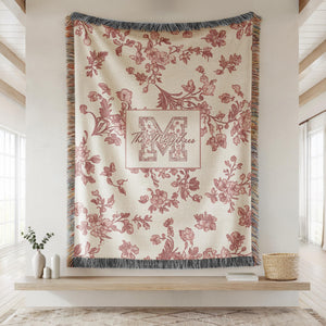 Toile monogram blanket personalized woven throw, last name floral throw for couch, personalized house warming gift, newly married, 4c8bd979-b85c-4b04-8f9f-1f65ffb2ae58-2.jpg