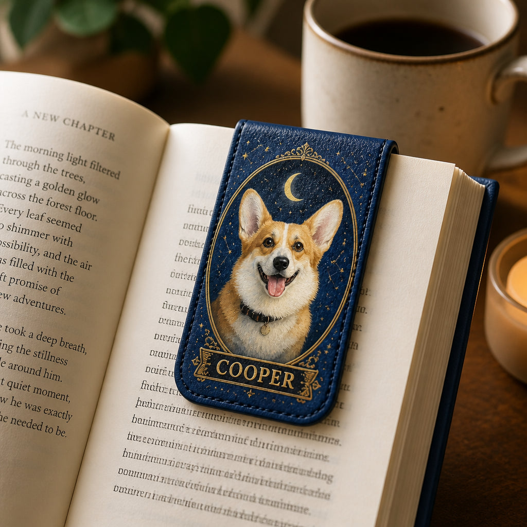 Custom Pet Portrait Magnetic Leather Bookmark – Celestial Night - Personalized Magnetic Leather Bookmark 4c9f9eb1-6344-4291-99de-e02b1e3b9f99.jpg