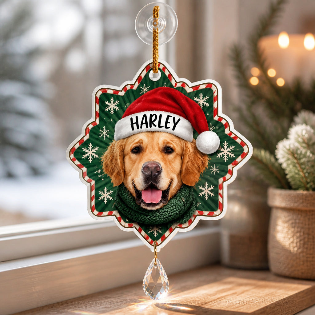 Custom Pet Photo Santa Hat Cutout Ornament - Personalized 1 Layered Suncatcher with Charm 4cbf3e7e-4562-4211-92e9-dd22a6d9cfde.jpg