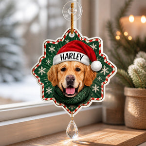 Custom Pet Photo Santa Hat Cutout Ornament - Personalized 1 Layered Suncatcher with Charm 4cbf3e7e-4562-4211-92e9-dd22a6d9cfde.jpg