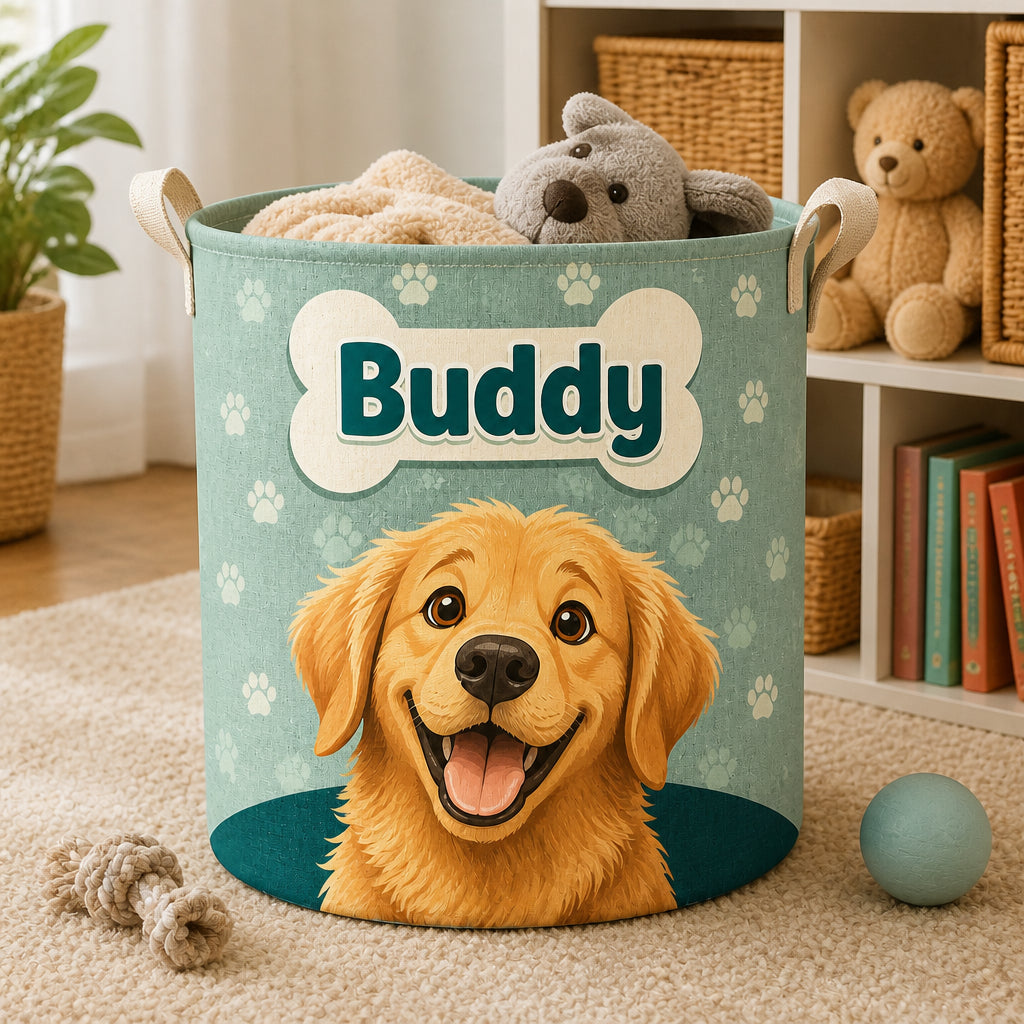 Custom Pet Name Storage Bag – Paw Print Dog Portrait - Personalized Storage Bag 4cc04155-1a86-4ed5-8ed6-e109f121f8f1.jpg