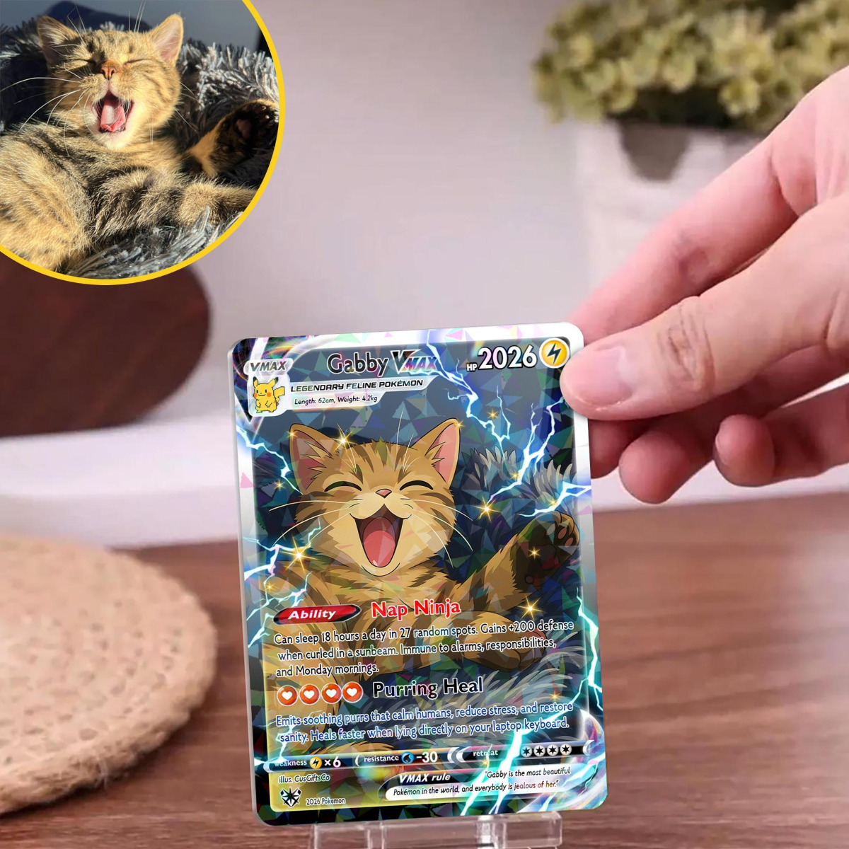 Personalized PKM Card Using Pet Photo, Your Pet as a PKM Card, Custom Pet Photo Gift, Cat Dad Gift, Pet Lover Gift, Pet Memorial Art 4ccd06e4-e0ec-43a2-8c3f-9b15a5488b36-3.png