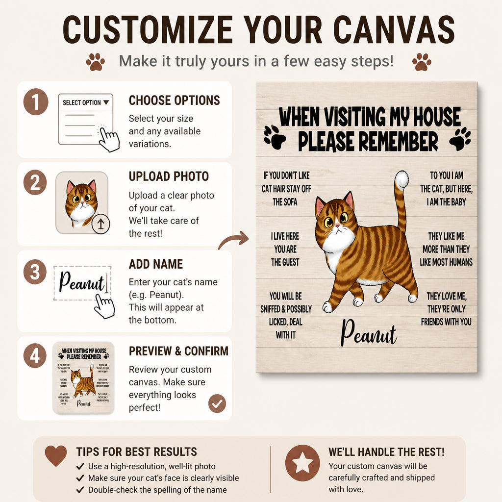 Personalized Cat House Rules Canvas – Watercolor Pet Portrait - Personalized Canvas 4cf4afb5-5fa2-4bea-9f82-a89e4637e23c.jpg