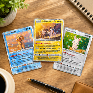 Custom Pet Poke Card with Dog Portrait Photo, Personalized Card for Pet, Pokepet Trading Card, Custom Photo & Text Game Card
