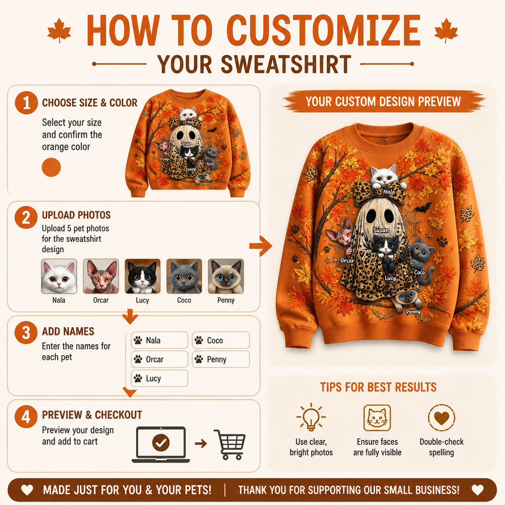 Halloween Ghost & Cats Fall Sweatshirt – Custom Pet Portraits - Personalized Sweatshirt 4d2e24fb-02e3-49e5-bff5-becb0779db33.jpg