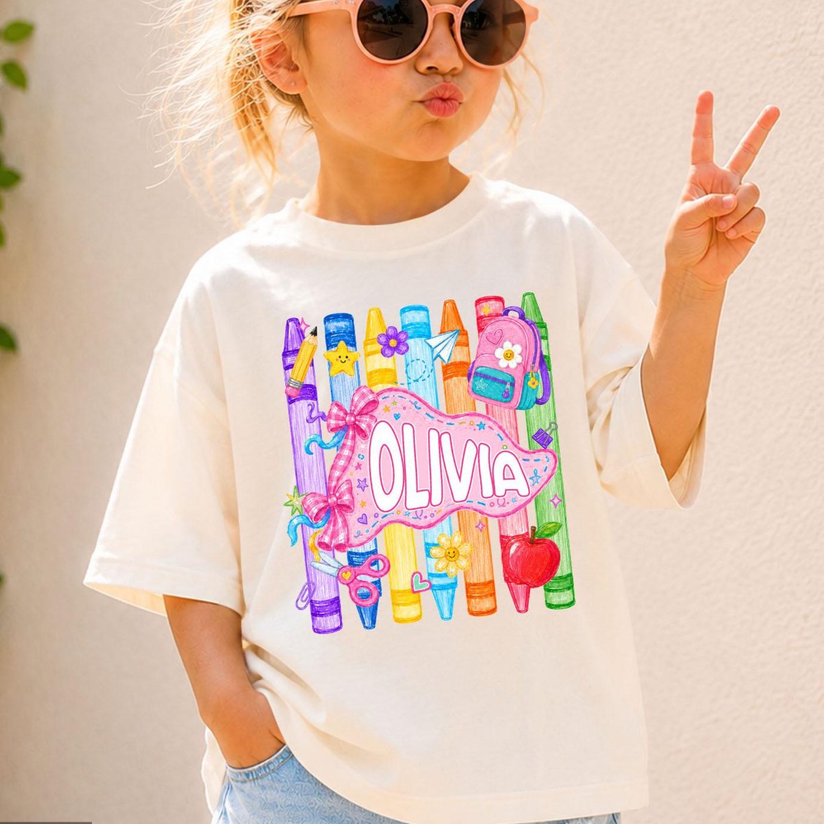 Custom Girls Back to School Shirt, Coquette School Top, Cute Pre K Kindergarten Shirt, First Day Of School Pennant, Kids Name Toddler Tee 4d5209d7-646e-424c-9cb3-3c78d1f41c0d-3.png