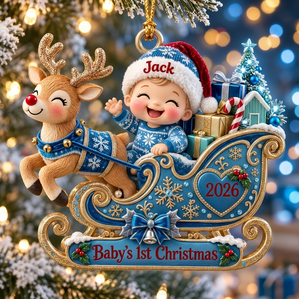Personalized Baby’s First Christmas Ornament 2026 – Custom Name Reindeer Sleigh Christmas Keepsake, First Christmas Gift for Baby Boy or Girl 4d5ef735-85e9-4ebf-bd71-a3d8d3e07211-_Generated_1789715678585.png