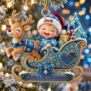 Personalized Baby’s First Christmas Ornament 2026 – Custom Name Reindeer Sleigh Christmas Keepsake, First Christmas Gift for Baby Boy or Girl 4d5ef735-85e9-4ebf-bd71-a3d8d3e07211-_Generated_1789715678585.png