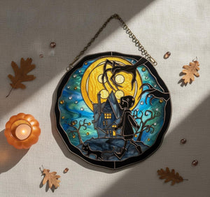 Teenage Girl Glass Suncatcher Window Hanging, Spooky Haunted House Decor, Gothic Home Art, Unique Gift For Horror Fans, Halloween Decor 4d656a3e-8400-437e-9e0b-ed00a0fa695d-1.jpg