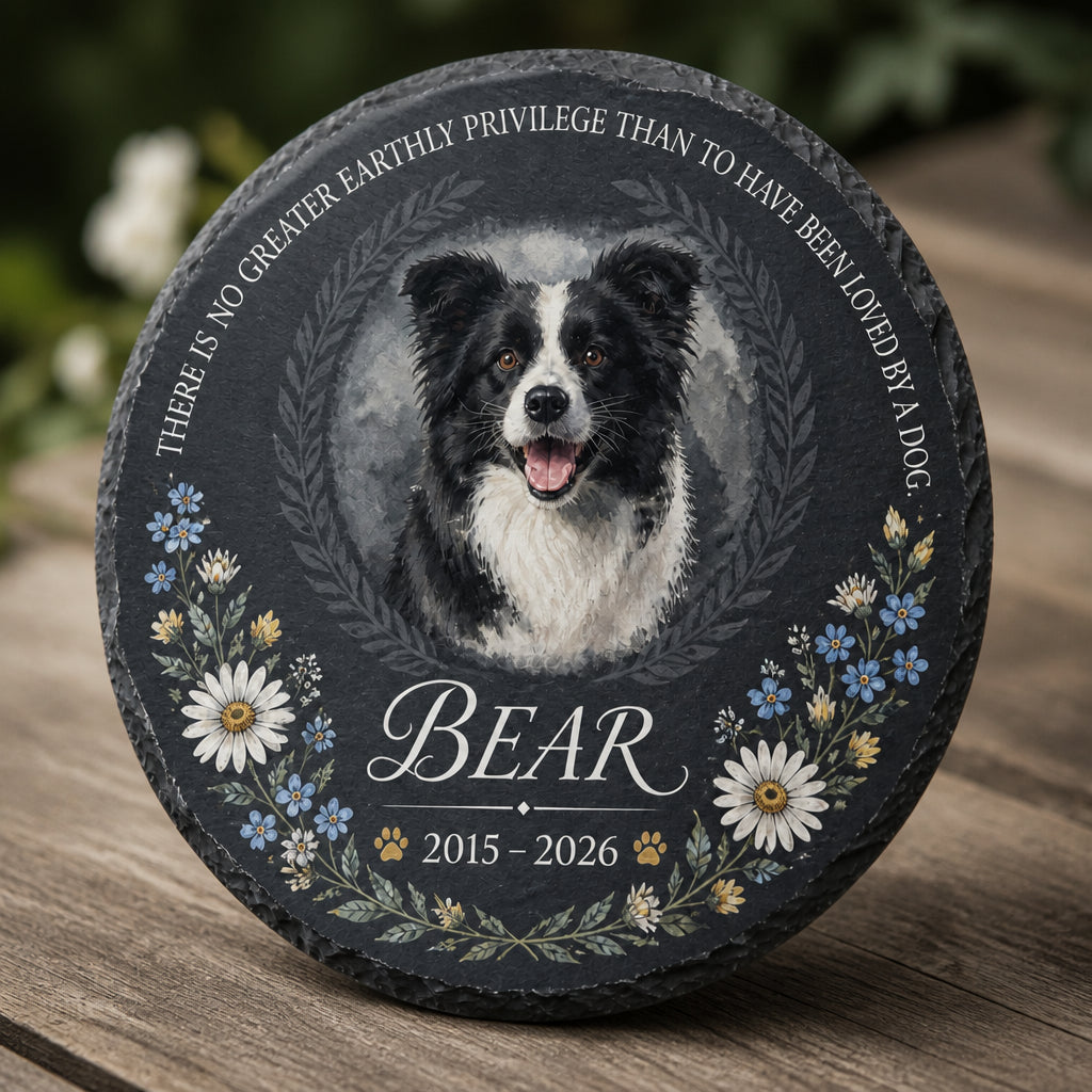 Loved By A Dog - Personalized Pet Memorial Stone (Photo, Name & Years) - Personalized Memorial Stone 4d74337f-db82-44d4-bdd8-2c532f4b648b.jpg