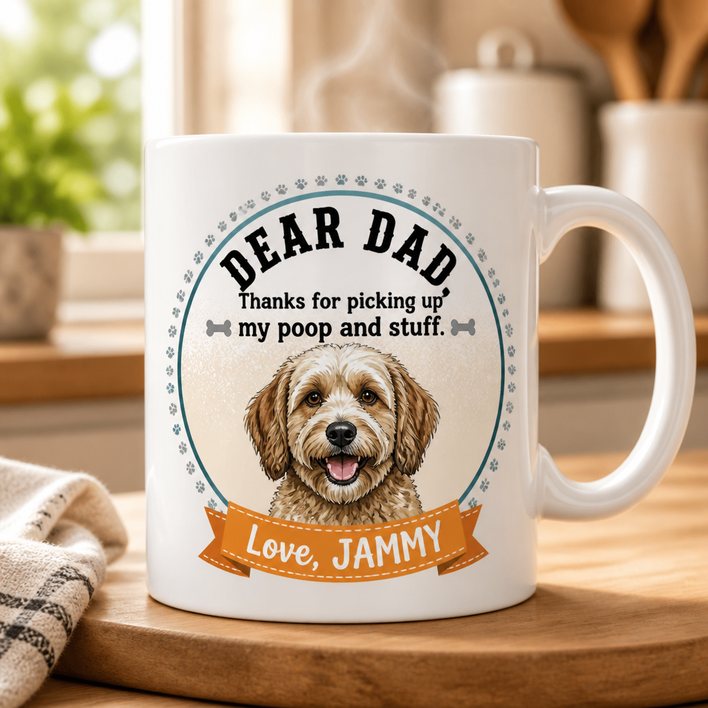 Dear Dad Thanks For Picking Up My Poop – Custom Pet Photo Name Mug - Personalized Mug 4d9b69ef-fdee-43b7-a215-df7310bb73be.png