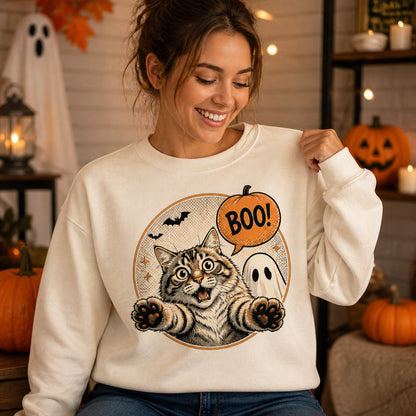 Boo! Cat & Ghost Halloween Sweatshirt - Sweatshirt 4db8e666-f049-4732-8837-36a91349db06.jpg
