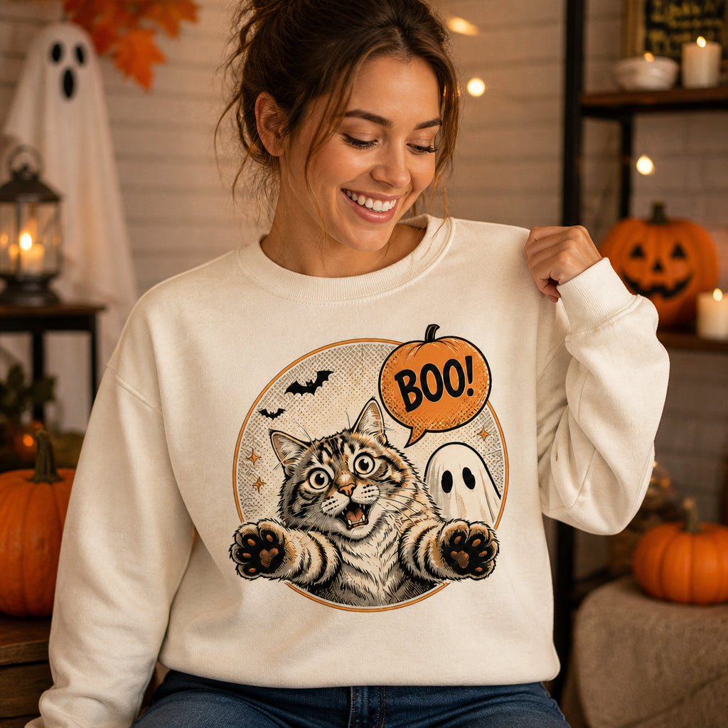 Boo! Cat & Ghost Halloween Sweatshirt - Sweatshirt 4db8e666-f049-4732-8837-36a91349db06.jpg