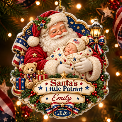 Personalized Santa's Little Patriot Baby's First  Christmas 3D Ornament 2026 – Santa Holding Baby Patriotic Keepsake Gift 4dd6b31d-2475-4232-a265-aa7abc3fcca5-7011bb23-fffc-4900-898e-5f65d40da0a9.png